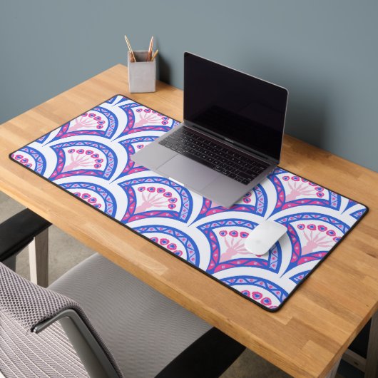 blauw damaspatroon bureaumat (Kantoor 2)