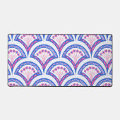 blauw damaspatroon bureaumat (Voorkant)