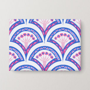 blauw damaspatroon button