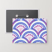 blauw damaspatroon button (Voorkant / Achterkant)