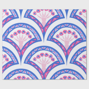 blauw damaspatroon cadeaupapier