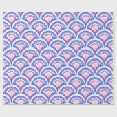 blauw damaspatroon cadeaupapier (Vlak)