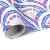 blauw damaspatroon cadeaupapier (Rol Hoek)