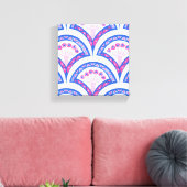 blauw damaspatroon canvas afdruk (Insitu (Woonkamer))