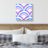 blauw damaspatroon canvas afdruk (Insitu (Slaapkamer))