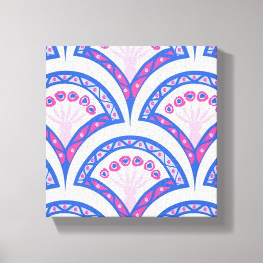 blauw damaspatroon canvas afdruk (Voorkant)