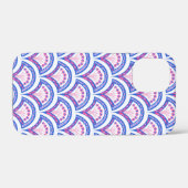 blauw damaspatroon Case-Mate iPhone case (Achterkant (horizontaal))