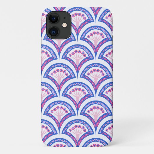 blauw damaspatroon Case-Mate iPhone case (Achterkant)