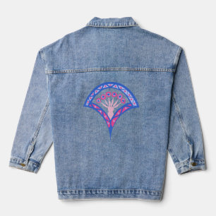 blauw damaspatroon denim jacket