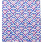 blauw damaspatroon douchegordijn (Voorkant)
