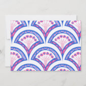 blauw damaspatroon feestdagenkaart (Voorkant)