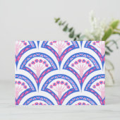 blauw damaspatroon feestdagenkaart (Staand voorkant)