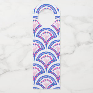 blauw damaspatroon flessenhanger