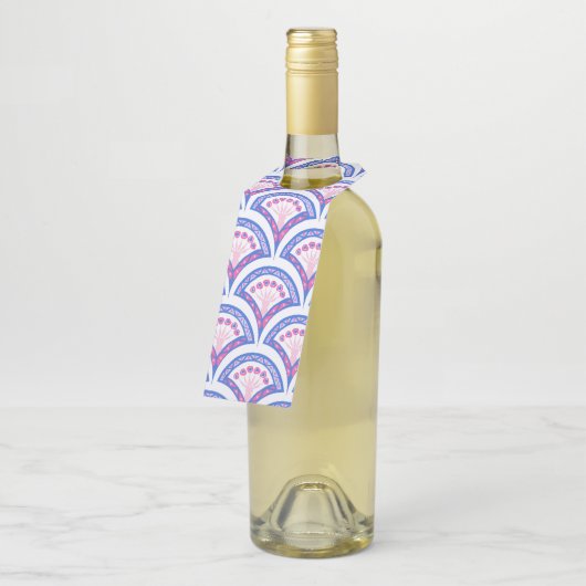 blauw damaspatroon flessenhanger (Schuin)