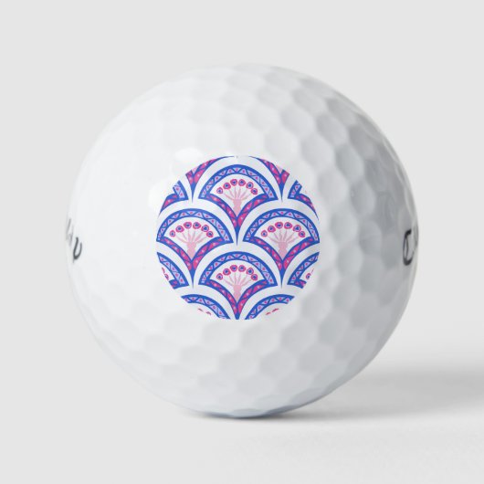blauw damaspatroon golfballen (Voorkant)