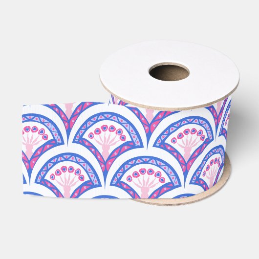 blauw damaspatroon grosgrain lint (Spoel)