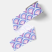 blauw damaspatroon grosgrain lint (Achterkant)