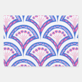 blauw damaspatroon inpakpapier vel (Voorkant 2)