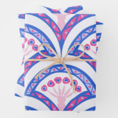 blauw damaspatroon inpakpapier vel (In situ)