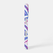 blauw damaspatroon iPhone 16 hoesje (Rechterkant)