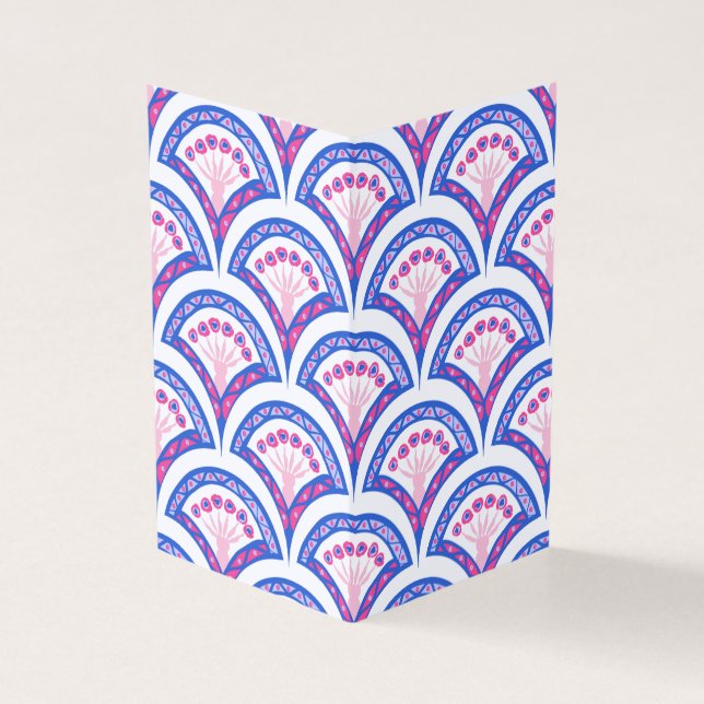 blauw damaspatroon kaart (Buitenkant)