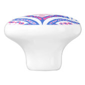 blauw damaspatroon keramische knop (Zijkant)