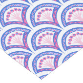 blauw damaspatroon lange tafelloper (Hoek)