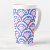 blauw damaspatroon latte mok (Rechterhoek)