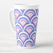 blauw damaspatroon latte mok (Linkerhoek)