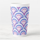 blauw damaspatroon latte mok (Voorkant)