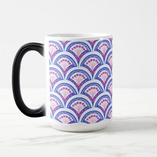 blauw damaspatroon magische mok (Links)