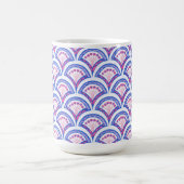 blauw damaspatroon magische mok (Midden)