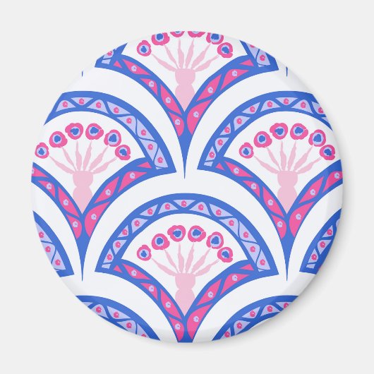 blauw damaspatroon magneet (Voorkant)