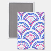 blauw damaspatroon magneet (Voorkant / Achterkant)