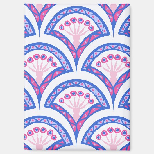 blauw damaspatroon magneet (Voorkant)