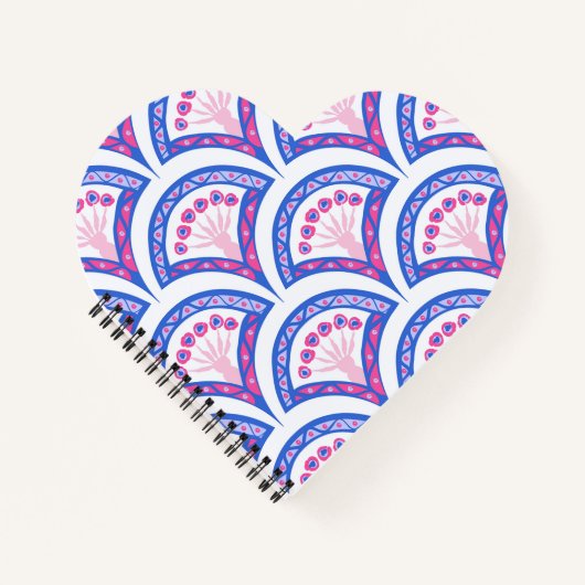 blauw damaspatroon notitieboek (Voorkant)