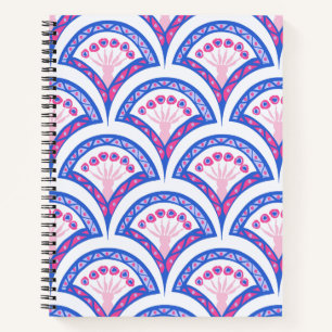 blauw damaspatroon notitieboek
