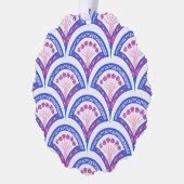 blauw damaspatroon ornament kaart (Links)