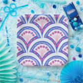 blauw damaspatroon papieren bordje (Feest)