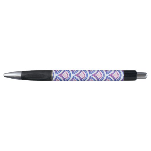 blauw damaspatroon pen (Voorkant)