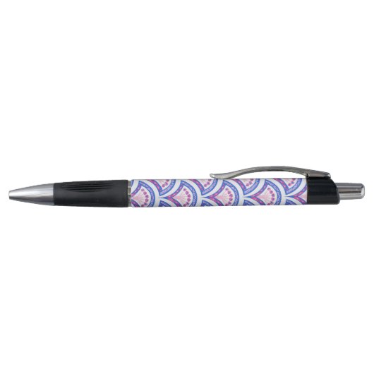blauw damaspatroon pen (Bovenkant)