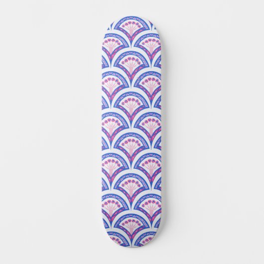 blauw damaspatroon persoonlijk skateboard (Voorkant)