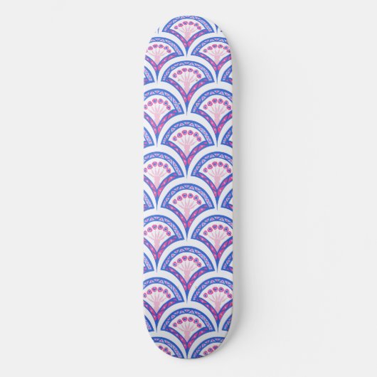 blauw damaspatroon persoonlijk skateboard (Voorkant)