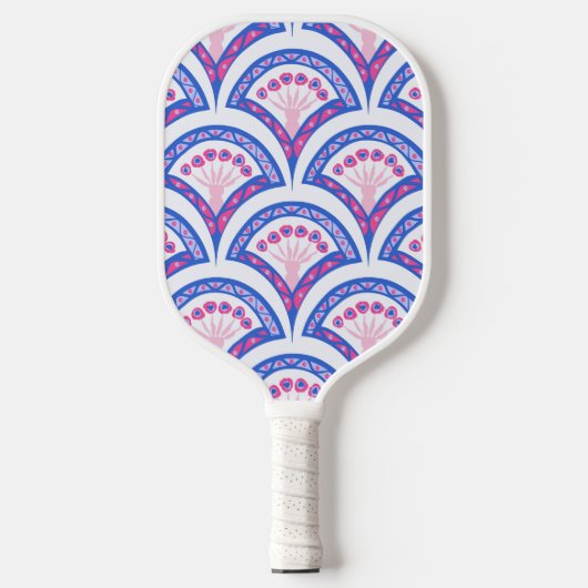 blauw damaspatroon pickleball paddle (Voorkant)