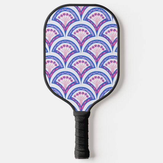 blauw damaspatroon pickleball paddle (Voorkant)