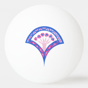 blauw damaspatroon pingpongbal