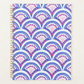 blauw damaspatroon planner (Voorkant)