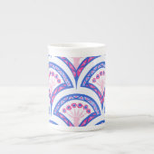 blauw damaspatroon porselein kop (Voorkant)