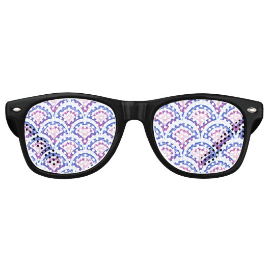 blauw damaspatroon retro zonnebril (Voorkant)