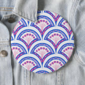 blauw damaspatroon ronde button 6,0 cm (In situ)